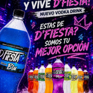 D Fiesta : Vodka con Maracuyá, Manzana, Fresa, Piña Colada, Sandía y blu